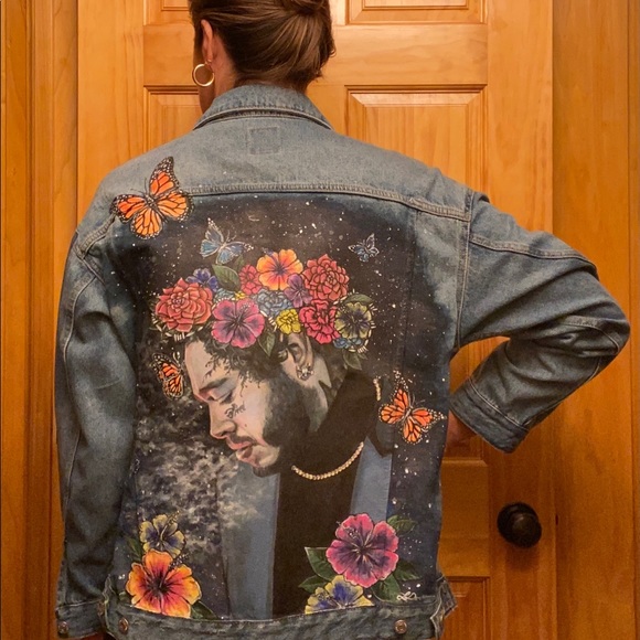 One of a kind Post Malone Denim Jacket. - Picture 6 of 8